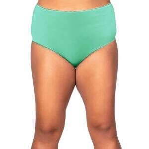 NEW ON THE PLUS SIDE plus size lace trim cotton jersey panties in aruba blue